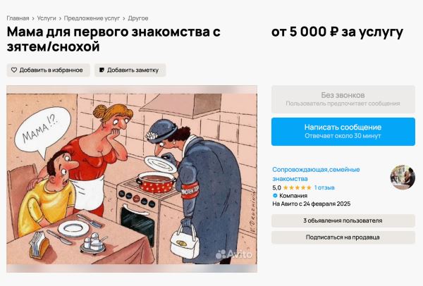 Москвичам предложили услугу «аренда мамы» для первого знакомства с второй половинкой
