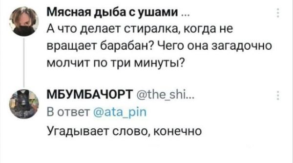 Прикольные комментарии: «А что делает стиралка, когда не вращает барабан?» (17 фото)